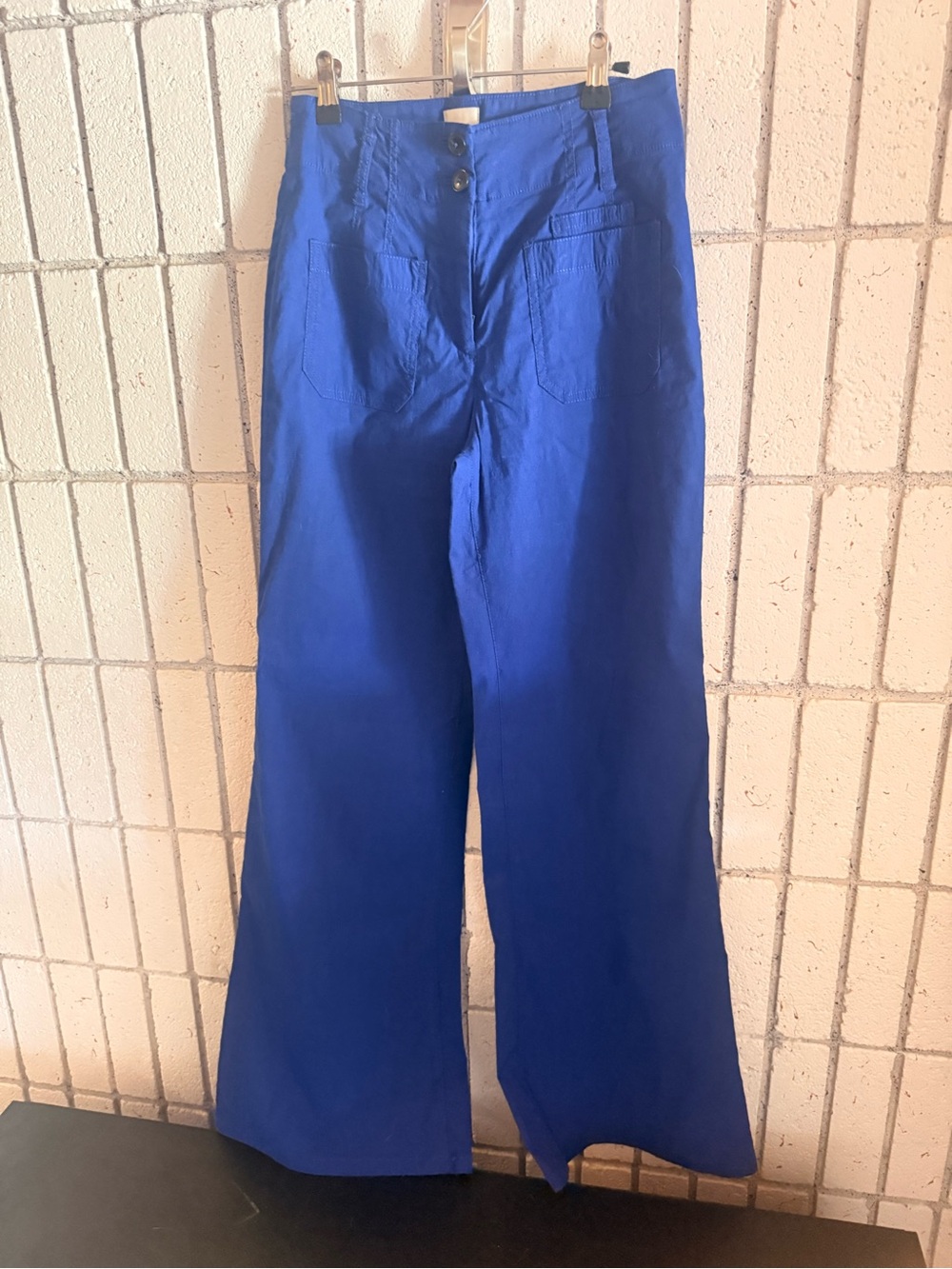 Maeve Wide-Leg Chino Pants in Royal Blue